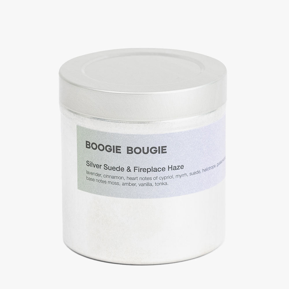 Silver Suede & Fireplace Haze – Limited Soy Candle